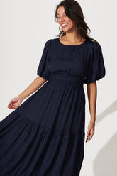 Navy Celestial Midi Dress
